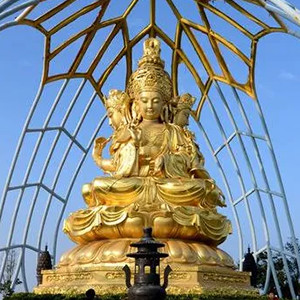 Buy cheap Golden Coated Large Bronze Buddha Sculpture Customized Design product