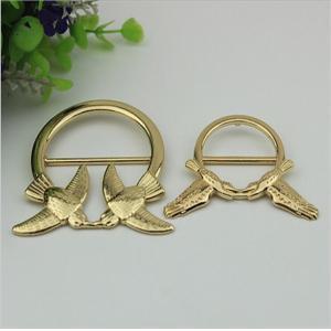Buy cheap Fashion gold color 32 & 47 mm round shape double bird patter decorative metal adjustable slide buckles for straps from wholesalers