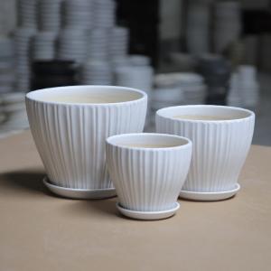 Buy cheap ODM 16cm Drainage Shell Decorative Ceramic Plant Pots With Saucer from wholesalers