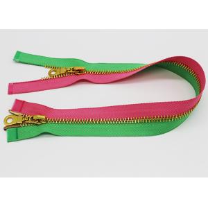 Auto Lock Slider Gold Customized Two Way Metal Zip Fluorescent Color Tape For