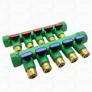 PPR Blue Manifolds With Ball Valve 5 Ways Manifolds Customized Color and Logo