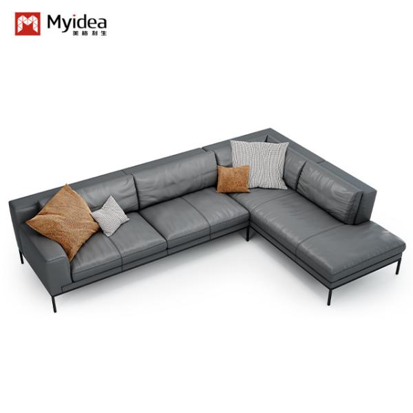 Quality Support customization Nordic Minimalism Leather Sofa Set Office Bedroom Traditional Sectional Design Metal Legs Single/ Triple Seat Sofas Living Hotel for sale