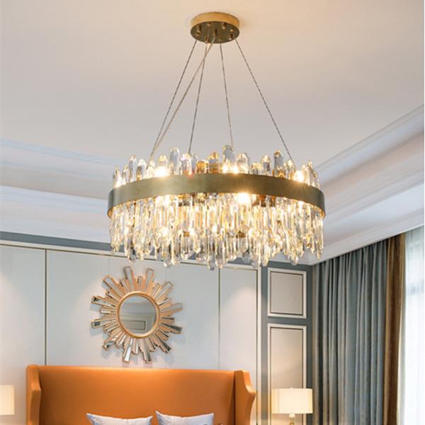Quality Modern Foyer Round Chandelier Luxury K9 Crystal Dimmable Pendant Lamp Cable Hanging Lamp (WH-MI-305) for sale