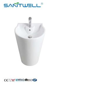 Buy cheap China Suppliers Great Quality Ceramic Pedestal Basins White Color With Overflow Hole Fixing To Wall from wholesalers