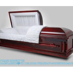 Caskets Cambridge Mahogany Funeral Casket With Almond Velvet Interior - Solid