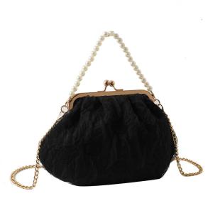 Buy cheap 2024 NEW RETRO FAIRY SOLID COLOR SMALL BAG WHITE HAND PEARL BAG WOMEN'S NET YARN INS SIMPLE CROSSBODY BAG from wholesalers