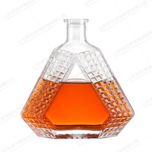 Buy cheap Customized Logo Acceptable Triangle Glass Gin Rum Wine Bottle with Honeycomb Pattern from wholesalers