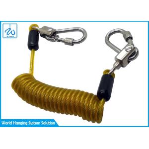 Buy cheap Anti Lost Coiled Wire Cable Tool Lanyard With Aluminum Screw Lock Carabiner from wholesalers