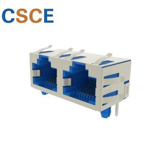 EMI Shielded RJ45 Modular Jack 1 * 2 Ports Housing Material PBT / PA66 / PA46