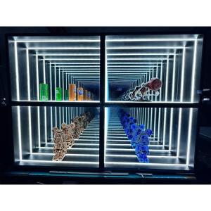 Buy cheap 2024 Luxury Wooden LED Light Neon Mirror Display Case for Wall Mounted Wine Cabinet from wholesalers