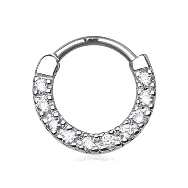 Quality Seamless Hinged Cartilage Clicker Ring , 14k White Gold Nose Ring for sale