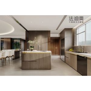 Buy cheap Fadior Stainless Steel Art Kitchen Cabinet - Wood-Tone Aesthetic, Island Layout, Premium Hardware & Custom Storage from wholesalers