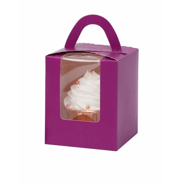Buy cheap 2.5 Inches Tall Custom Logo Transparent Plastic Cup Cake Box with Window Insert and Handle from wholesalers