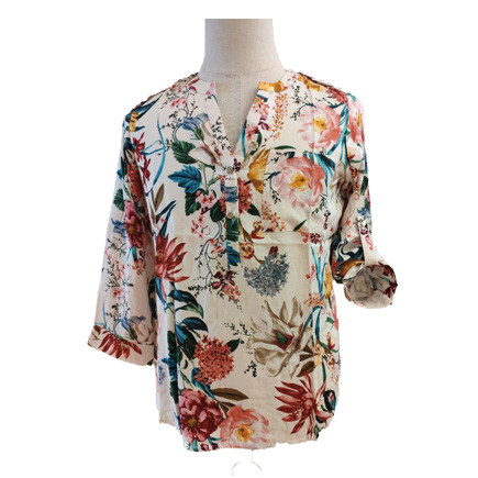Quality Stain Printed M Loose Fit Ladies Casual Blouse for sale