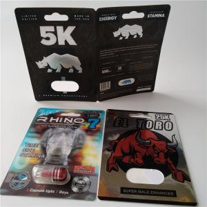 Buy cheap 3D Card Blister Pack Packaging Custom Printed Paper Card Rhino 7 Jaguar 30000 Sex Pill Pack from wholesalers
