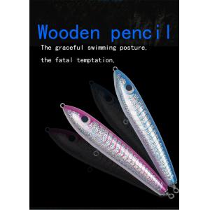 China Laser Color 20CM/90g 3D Eyes Solid Wood Bait Treble Hooks Best Buoyancy Wooden Pencil Fishing Lure on sale