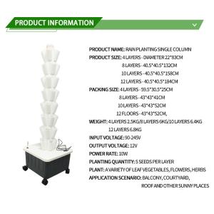 4/8/10/12 Layers Indoor Soilless Hydroponic System Grow Tower Column For Home