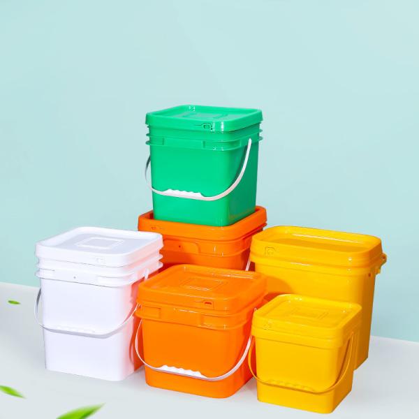 5L 10L 16L 25L Orange Square Plastic Bucket PP Material for Supermarket Food