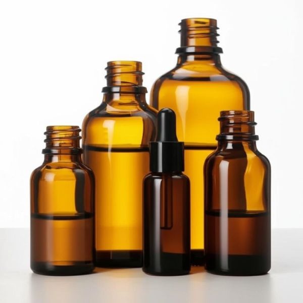 Round Amber Cosmetic Bottles Including Screw Cap Closure Perfect for Packaging