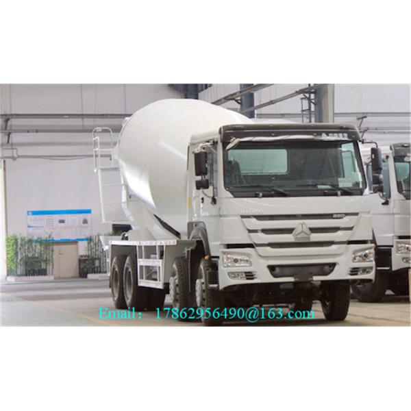 Quality 8×4 371 HP Euro II Cement Mixing Equipment , Truck Mounted Concrete Mixer With HW76 Cab for sale