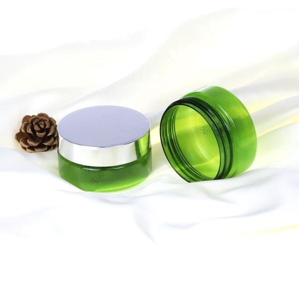Quality PET Clear Green Plastic Cosmetic Jars 80ml Silkscreen Printing for sale