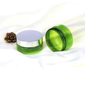 Buy cheap PET Clear Green Plastic Cosmetic Jars 80ml Silkscreen Printing from wholesalers