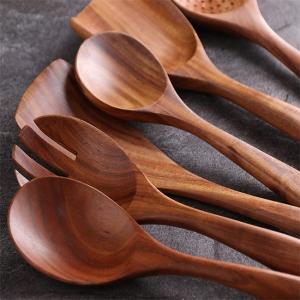 CU Wooden Spoon Spatula Set , Toxinfree Wooden Utensil Set With Holder