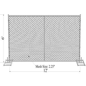 Buy cheap 1½"(38mm) 1⅗"(40mm) 1⅝"(42mm) 1⅞" tubing 6'x12' cross brace 16 ga thickness mesh 2¼"x2¼"(57mmx57mm) temporary fence from wholesalers