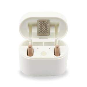 BTE Mini Rechargeable Hearing Aids Dual Microphone Beige White