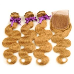Buy cheap Unprocessed Virgin Hair Extension #27 Body Wave Hair 3 Bundles With Closure from wholesalers