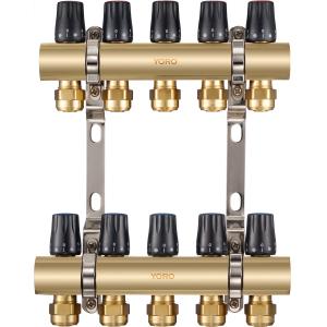 Buy cheap 6103 Polished Brass Water Distribution Manifolds available from 2 to 12 Branches with IN/OUT Flowrate regulating handles from wholesalers