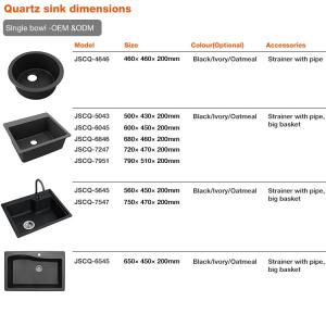 White Composite Quartz Undermount Kitchen Sink 635mm Length Without Faucet