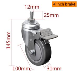 Buy cheap Medium Duty 4 Inch Industrial Casters , 100mm Swivel Castor Wheels With Brakes from wholesalers