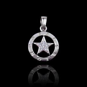 Buy cheap Star Style Silver Cubic Zirconia Pendant For Anniversary , Engagement from wholesalers