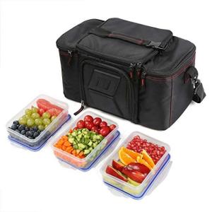 Buy cheap Black Meal Cooler Bag , Portable Lunch Cooler Bag With Ice Pack Snap Lid Containers from wholesalers