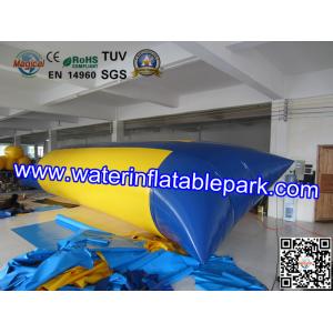 Blue And Yellow Inflatable Water Blob , Inflatable Water Jumping Pillow
