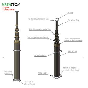 10m non-lockable pneumatic telescopic mast 70kg payloads-2m closed height