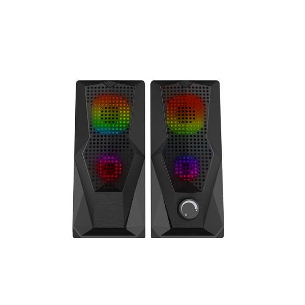 Quality Hot Sale Portable Computer Laptop 2.0 USB Speaker PC Accessories LED Lighting Mini Active Plastic Design DC Power AUX Audio Line for sale