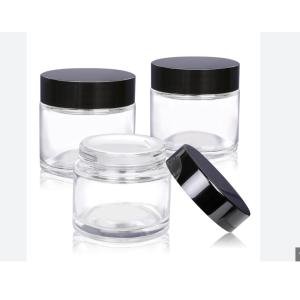 Buy cheap Smooth Surface Round Glass Cosmetic Jars with Customized Logo Collection from wholesalers