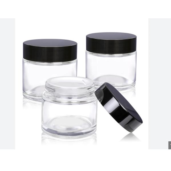 Buy cheap Smooth Surface Round Glass Cosmetic Jars with Customized Logo Collection from wholesalers