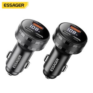 Buy cheap ESSAGER ES-CC25 QC18W USB-A Dual PD45W USB C Car Phone Charger Adapter With Digital Display from wholesalers