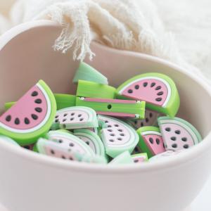 Red Watermelon Shaped Silicone Beads Soft For Baby Teething