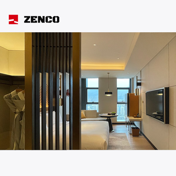 Quality Modern and comfortable hotel bedroom furniture set with solid wood and leather for sale