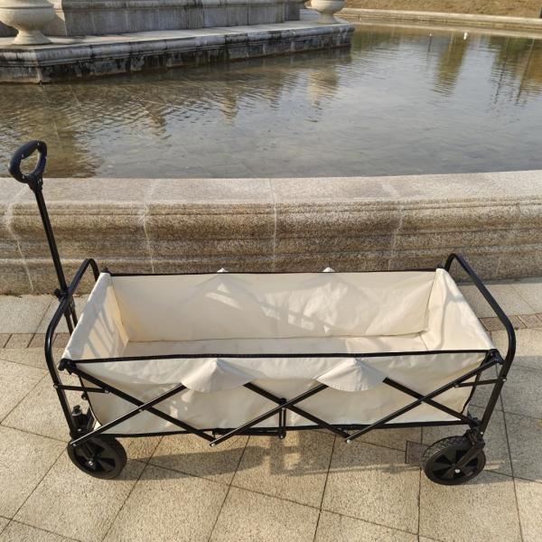 White Extended Four Wheel Camping Garden Folding Cart Hold Folding Table PVC Wheel