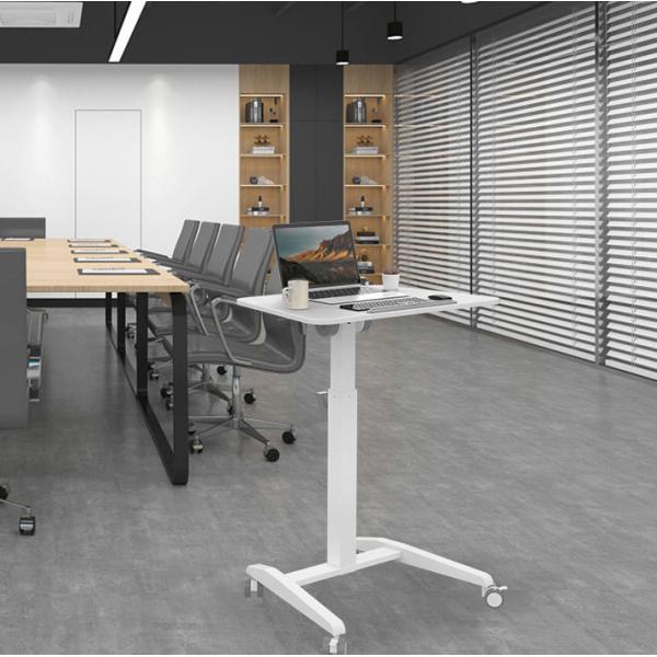 Buy cheap Office Furniture Modern Design White Height Adjustable Gas Lift Computer Table with Wheels from wholesalers