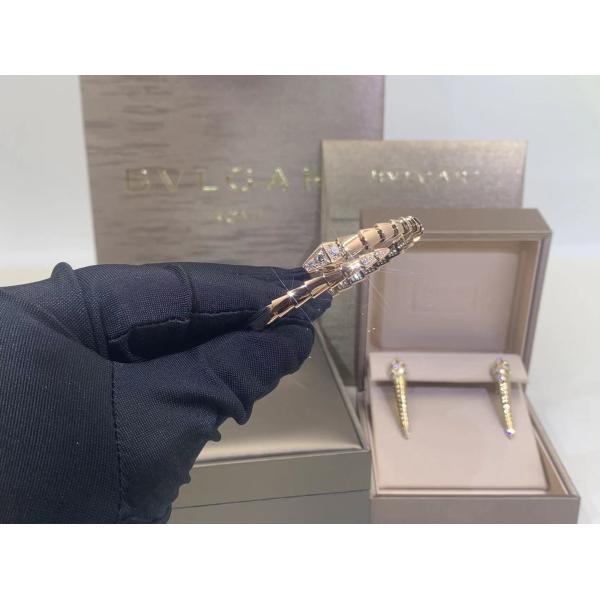 Serpenti Viper Double Layer Wrap Bangle Bracelet In18 Kt Rose Gold Set With Demi-Pavé Diamonds