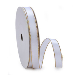 25mm Single Side Webbing for Gift Packing 100% Polyester Gold/Silver Metallic