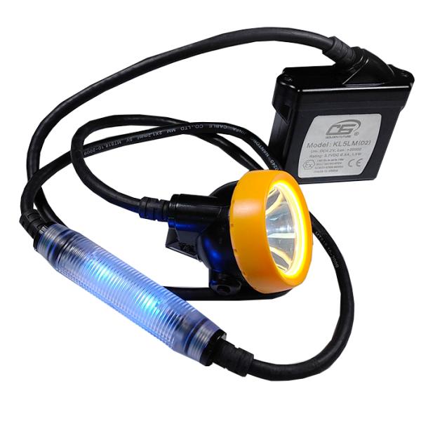 Quality 20000Lux IP68 Waterproof LED Mining Headlamp with Blue Rear Light for sale