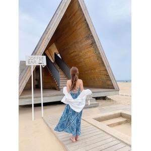 Buy cheap Blue Back Tie Halter Strap 104cm Bohemian Beach Dress from wholesalers