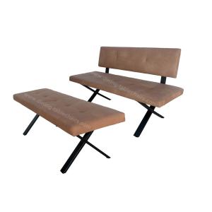 Anli PU Upholstered Dining Bench Powder Coating In Sanding Black Skin Friendly